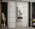 Šatní skříň s posuvnými dveřmi a zrcadlem DAVOS 5, 190cm | Bílá / stříbrné pojezdy