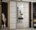Šatní skříň s posuvnými dveřmi a zrcadlem DAVOS 5, 200cm | DUB Artisan / bílá / stříbrné