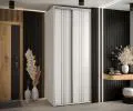 Šatní skříň s posuvnými dveřmi DAVOS 6, 100cm | Bílá / stříbrné pojezdy