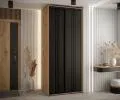 Šatní skříň s posuvnými dveřmi DAVOS 6, 100cm | DUB Artisan / černá / černé pojezdy