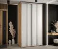 Šatní skříň s posuvnými dveřmi DAVOS 6, 140cm | DUB Artisan / bílá / stříbrné