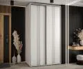 Šatní skříň s posuvnými dveřmi DAVOS 6, 140cm | Bílá / stříbrné pojezdy
