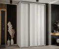 Šatní skříň s posuvnými dveřmi DAVOS 6, 160cm | Bílá / stříbrné pojezdy