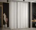 Šatní skříň s posuvnými dveřmi DAVOS 6, 170cm | Bílá / stříbrné pojezdy