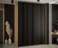 Šatní skříň s posuvnými dveřmi DAVOS 6, 180cm | DUB Artisan / černá / černé pojezdy