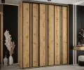 Šatní skříň s posuvnými dveřmi DAVOS 6, 190cm | DUB Artisan / černé pojezdy