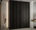 Šatní skříň s posuvnými dveřmi DAVOS 6, 200cm | Černá / černé pojezdy
