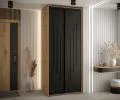 Šatní skříň s posuvnými dveřmi DAVOS 8, 120cm | DUB Artisan / černá / černé pojezdy
