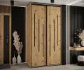 Šatní skříň s posuvnými dveřmi DAVOS 8, 140cm | DUB Artisan / černé pojezdy