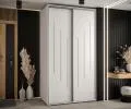 Šatní skříň s posuvnými dveřmi DAVOS 8, 140cm | Bílá / stříbrné pojezdy