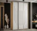 Šatní skříň s posuvnými dveřmi DAVOS 8, 160cm | DUB Artisan / bílá / stříbrné