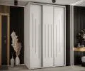 Šatní skříň s posuvnými dveřmi DAVOS 8, 160cm | Bílá / stříbrné pojezdy