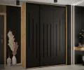 Šatní skříň s posuvnými dveřmi DAVOS 8, 180cm | DUB Artisan / černá / černé pojezdy