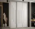 Šatní skříň s posuvnými dveřmi DAVOS 8, 180cm | Bílá / stříbrné pojezdy