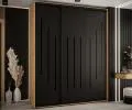Šatní skříň s posuvnými dveřmi DAVOS 8, 200cm | DUB Artisan / černá / černé pojezdy