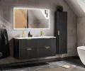 Sestava 2 koupelnových skříněk ADEL BLACK 120cm s deskou