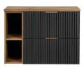 Koupelnová skříňka ADEL BLACK 80 cm s deskou a regálem Dub Wotan