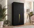 Šatní skříň PIANO 1, 100x52x202 cm | Černá matná / zlaté úchyty