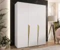 Šatní skříň PIANO 1, 150x52x202 cm | Bílá mat / zlaté úchyty