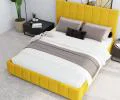 Čalouněná postel AUSTIN 140x200cm Žlutá Paris s úložným prostorem kovový rošt