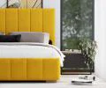 Čalouněná postel AUSTIN 140x200cm Žlutá Paris s úložným prostorem kovový rošt