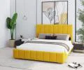 Čalouněná postel AUSTIN 160x200cm Žlutá Paris s úložným prostorem kovový rošt