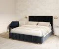 Čalouněná postel AUSTIN 160x200cm Tmavě modrá Paris s úložným prostorem kovový rošt
