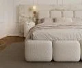 Čalouněná postel DELICATO 160x200 cm Krémová Boucle s úložným prostorem kovový rošt
