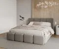 Čalouněná postel DELICATO 160x200 cm Šedá Boucle s úložným prostorem kovový rošt
