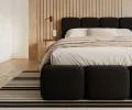 Čalouněná postel DELICATO 160x200 cm Černá Boucle s úložným prostorem kovový rošt