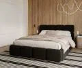 Čalouněná postel DELICATO 180x200 cm Černá Boucle s úložným prostorem kovový rošt