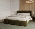 Čalouněná postel DELICATO 180x200 cm Zelená Boucle s úložným prostorem kovový rošt