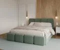 Čalouněná postel DELICATO 180x200 cm Tyrkysová Boucle s úložným prostorem kovový rošt