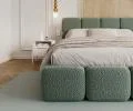Čalouněná postel DELICATO 180x200 cm Tyrkysová Boucle s úložným prostorem kovový rošt
