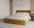 Čalouněná postel DELICATO 140x200 cm Žlutá Boucle s úložným prostorem kovový rošt