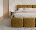 Čalouněná postel DELICATO 160x200 cm Žlutá Boucle s úložným prostorem kovový rošt