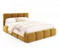 Čalouněná postel DELICATO 160x200 cm Žlutá Boucle s úložným prostorem kovový rošt