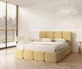 Čalouněná postel DELICATO 180x200 cm Žlutá Cleo s úložným prostorem kovový rošt