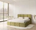 Čalouněná postel DELICATO 140x200 cm Zelená Cleo s úložným prostorem kovový rošt