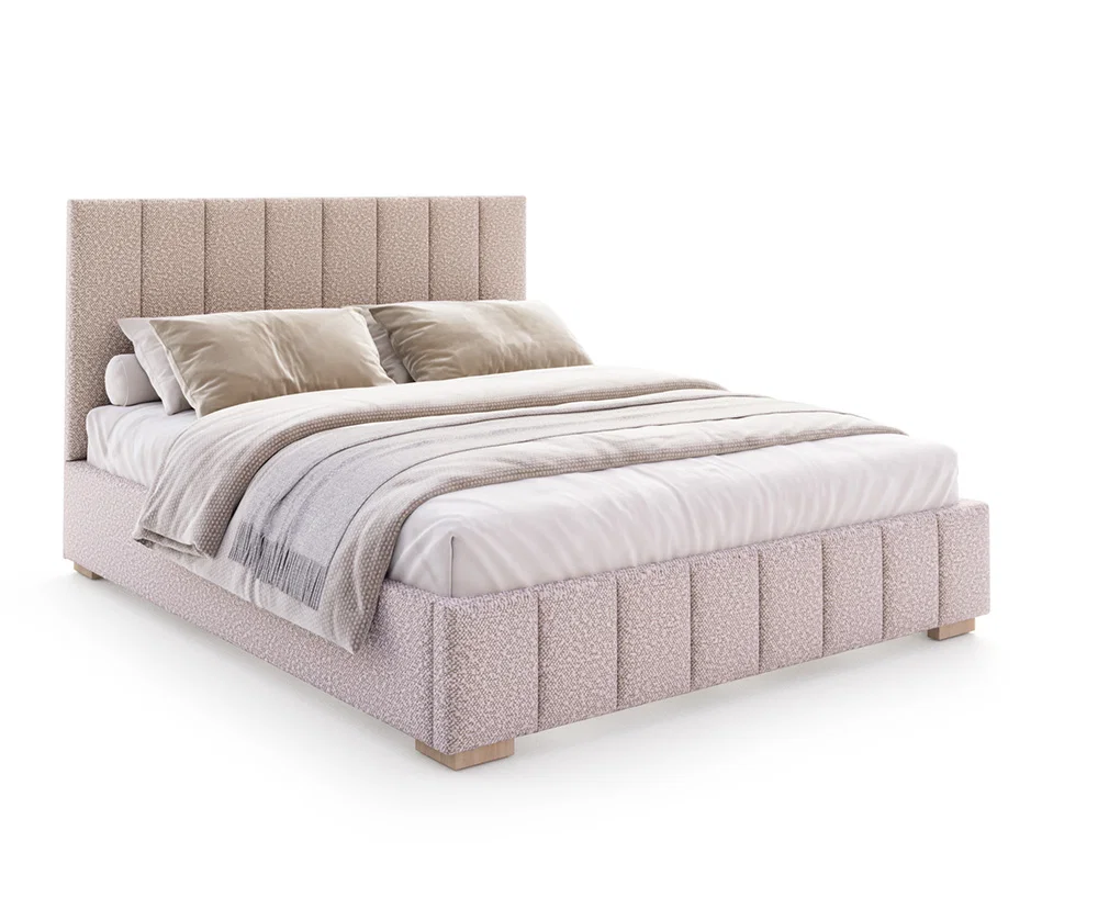 Čalouněná postel AUSTIN 90x200cm Růžová Boucle s úložným prostorem kovový rošt