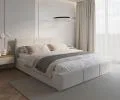 Čalouněná postel FRESIA 140x200cm Bílá Paris s úložným prostorem kovový rošt