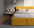 Čalouněná postel FRESIA 120x200cm Žlutá Paris s úložným prostorem kovový rošt