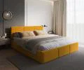 Čalouněná postel FRESIA 140x200cm Žlutá Paris s úložným prostorem kovový rošt