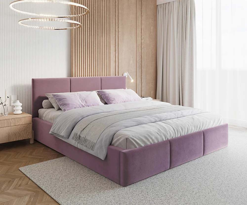 Čalouněná postel FRESIA 90x200cm Fialová Paris s úložným prostorem kovový rošt