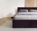 Čalouněná postel FRESIA 160x200cm Tmavě fialová Paris s úložným prostorem kovový rošt