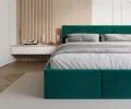 Čalouněná postel FRESIA 120x200cm Tyrkysová Paris s úložným prostorem kovový rošt