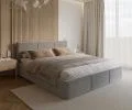 Čalouněná postel FRESIA 160x200cm Světle šedá Paris s úložným prostorem kovový rošt