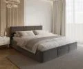 Čalouněná postel FRESIA 160x200cm Šedá Paris s úložným prostorem kovový rošt