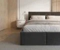 Čalouněná postel FRESIA 90x200cm Tmavě šedá Paris s úložným prostorem kovový rošt