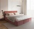Čalouněná postel FRESIA 140x200cm Lososová Paris s úložným prostorem kovový rošt